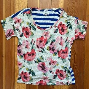 Madewell 100% viscose flower/stripe t shirt